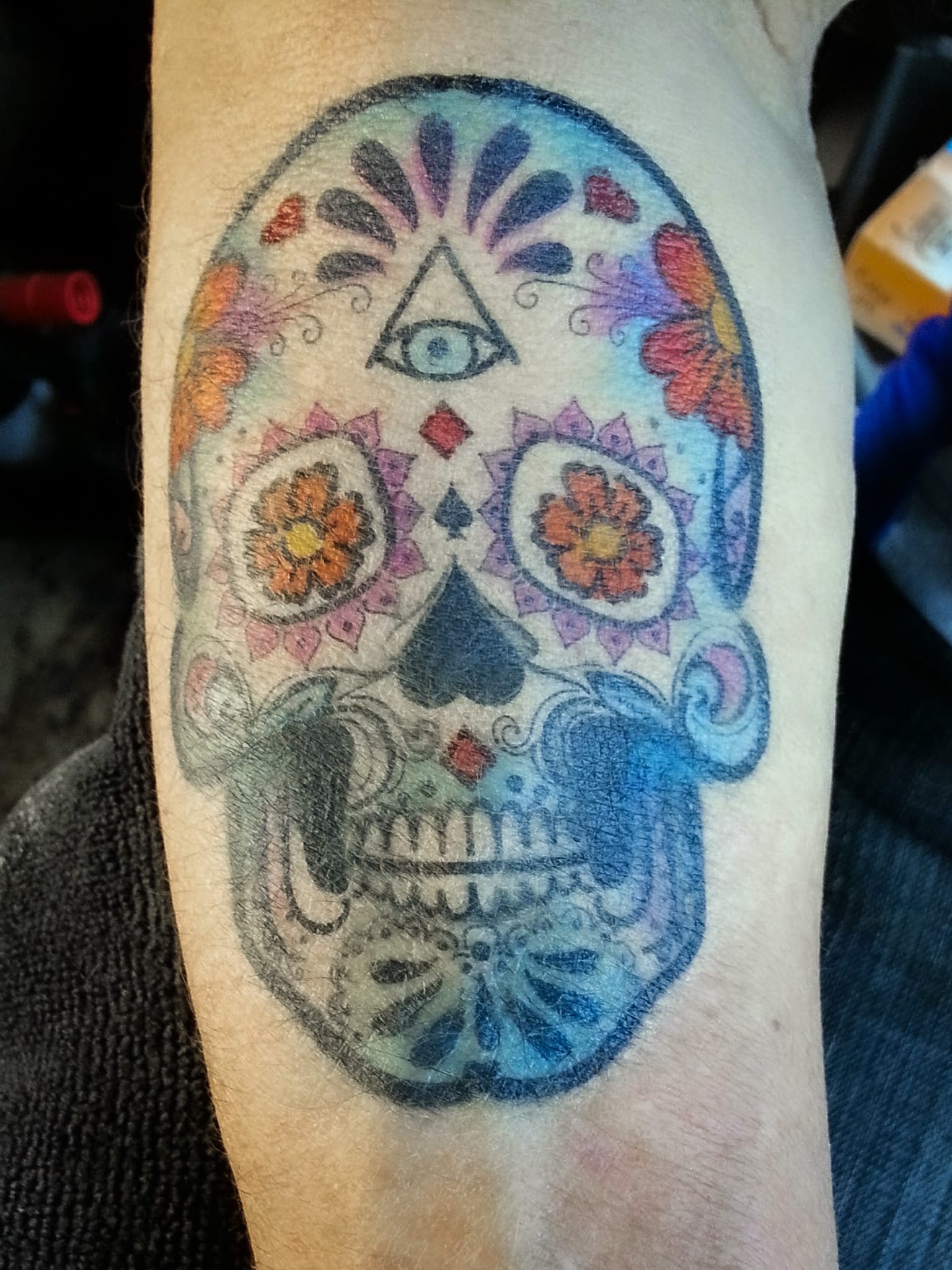 Tat Bar Temporary Tattoos - Sugar Skull with Marigolds