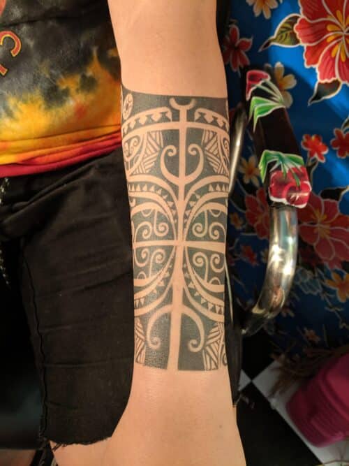 Tat Bar Las Vegas Temporary Tattoo Maori Tribal Half Sleeave Front