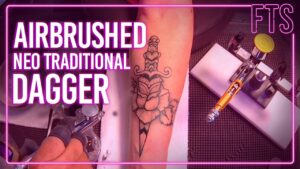 Airbrushed Neo Traditional Dagger by Tat Bar Las Vegas