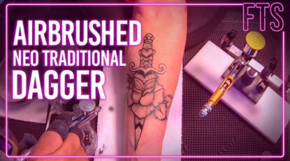Airbrushed Neo Traditional Dagger by Tat Bar Las Vegas