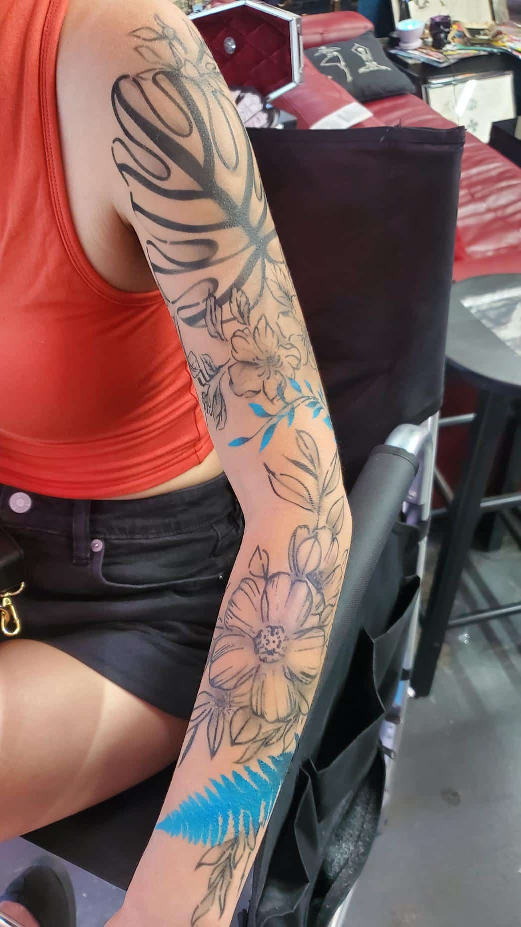 Tat Bar Las Vegas Temporary Airbrush Tattoo Floral Tattoo Sleeve