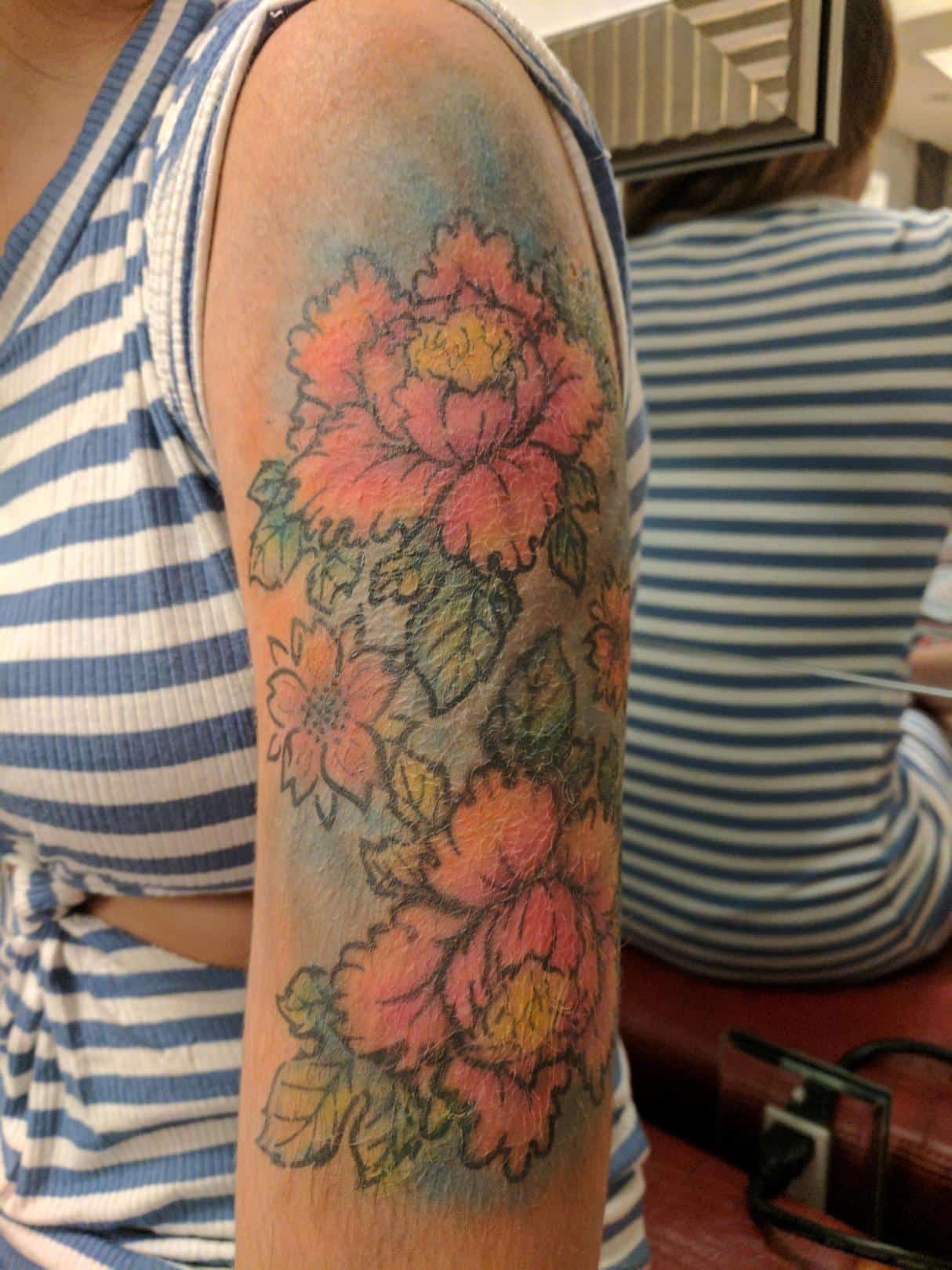 Tat Bar Las Vegas Temporary Airbrush Tattoo Floral Sleeve