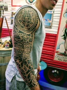 Tat Bar Las Vegas Temporary Tattoo Sleeves - Maori Style Tribal Full Sleeve