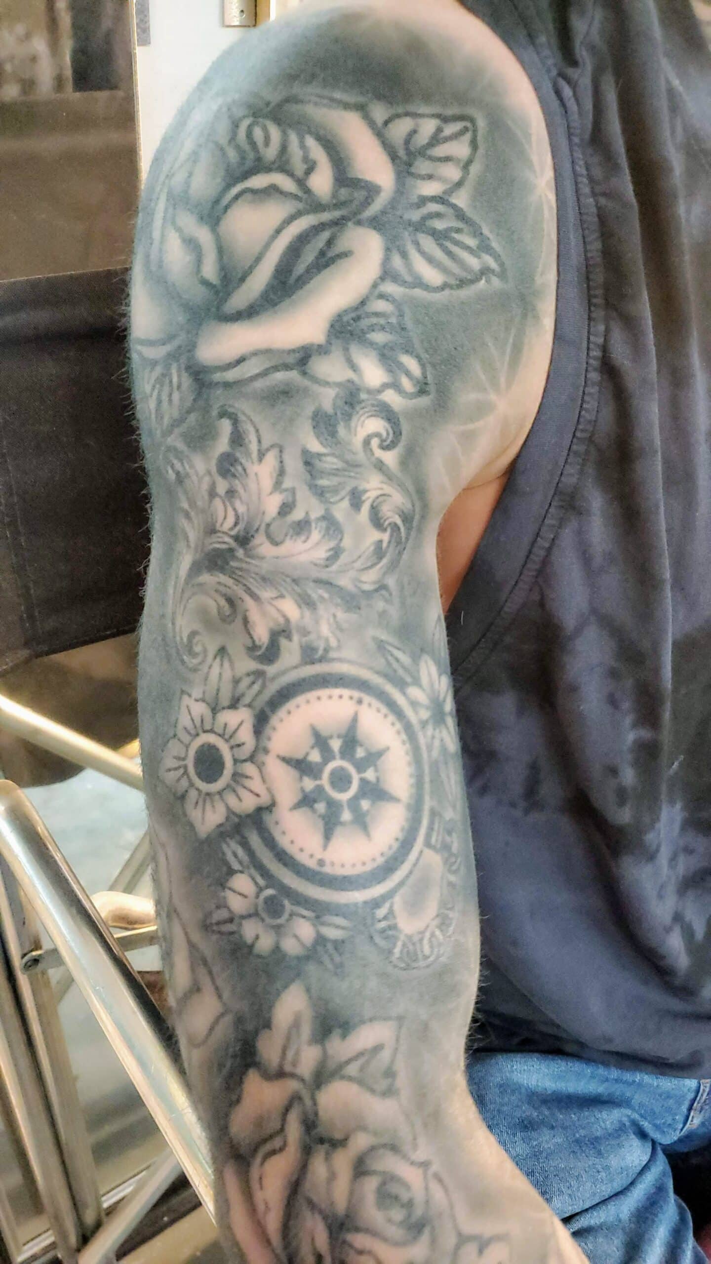 Black Neo Traditional Sleeve Tattoo