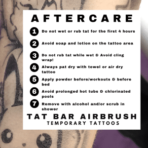 Tat Bar Temporary Tattoo Care Instructions