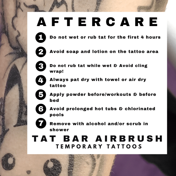 Tat Bar Care Instructions V2 Tat Bar Temporary Tattoo Care Instructions